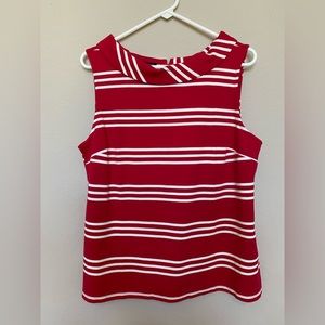 NWT Talbots Red Stripe Portrait Collar Top Size L